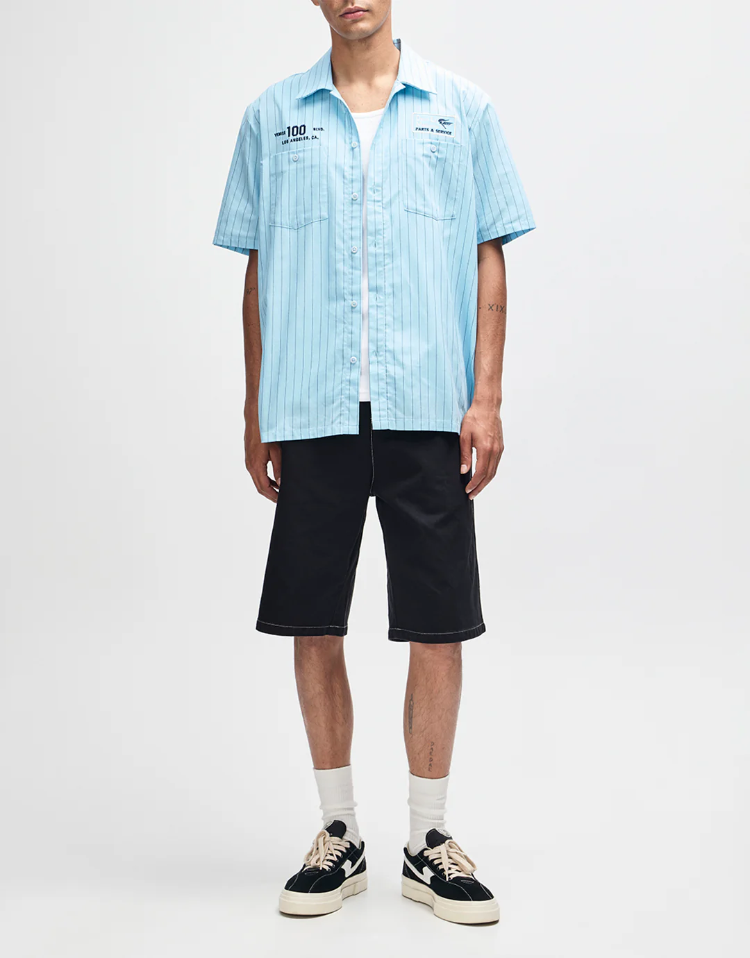 Forecourt Stripe Shirt - Sky Blue - Image 6