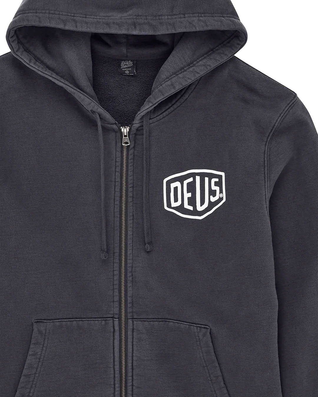 Shield Garment Dyed Zip Hoodie - Black - Image 3