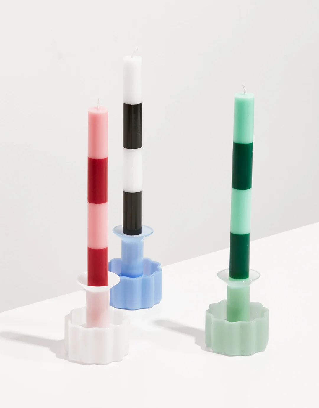 Striped Candles - 4 Pack - Black & White - Image 3
