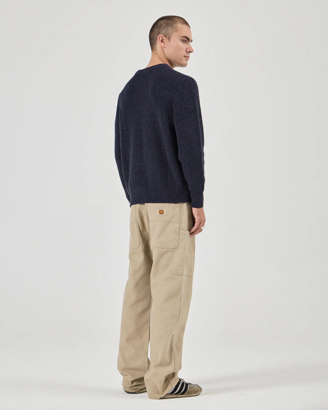 Fishermans Tweed Crew Knit - Dark Navy - Image 2