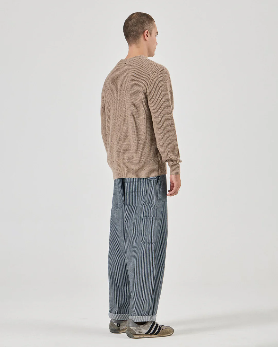 Fishermans Tweed Crew Knit - Linseed - Image 2