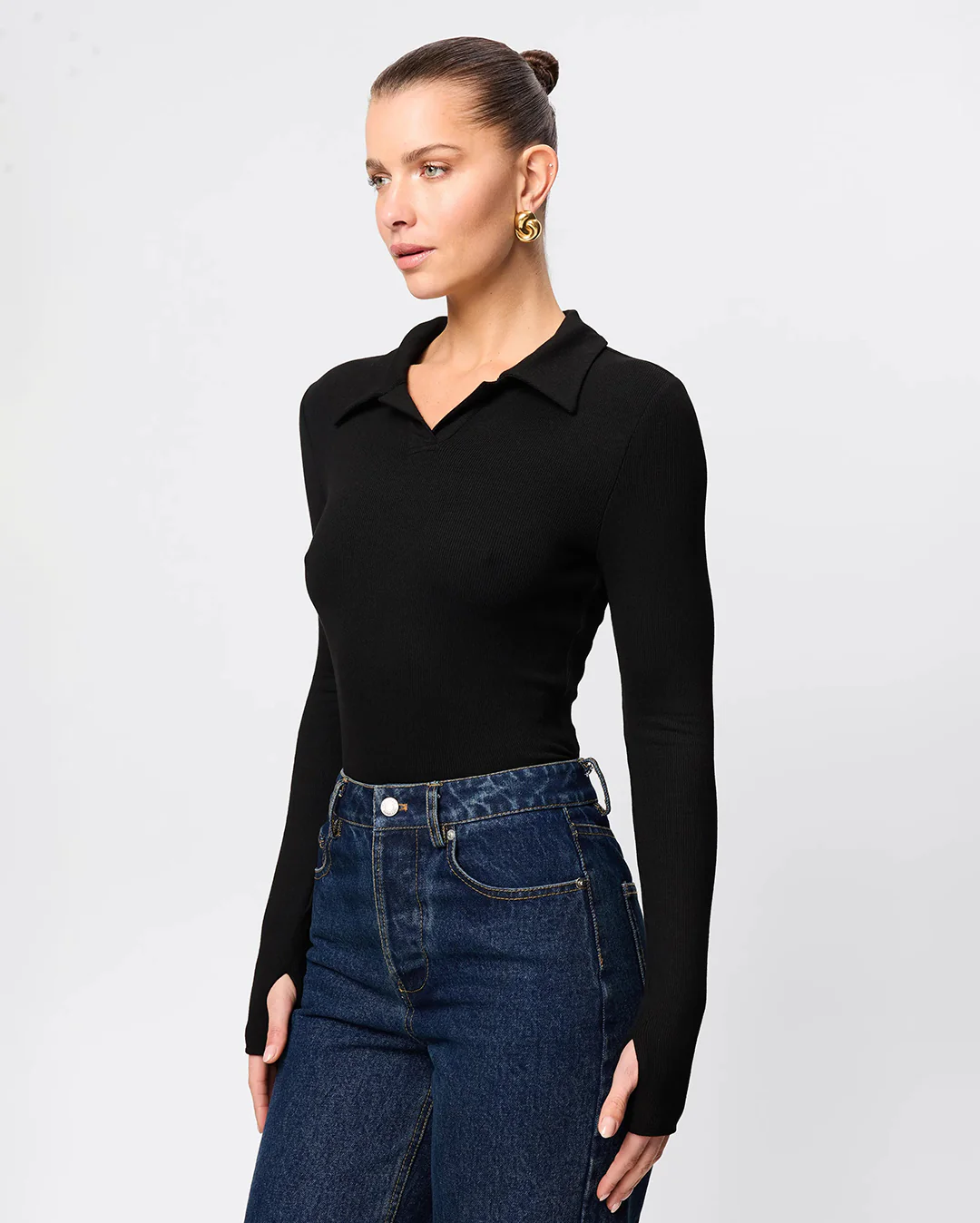 Florence Polo Top - Black - Image 4