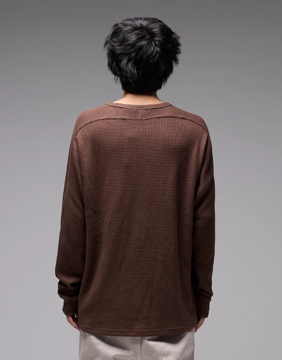 Franchise Waffle Long Sleeve T-Shirt - Chocolate - Image 2