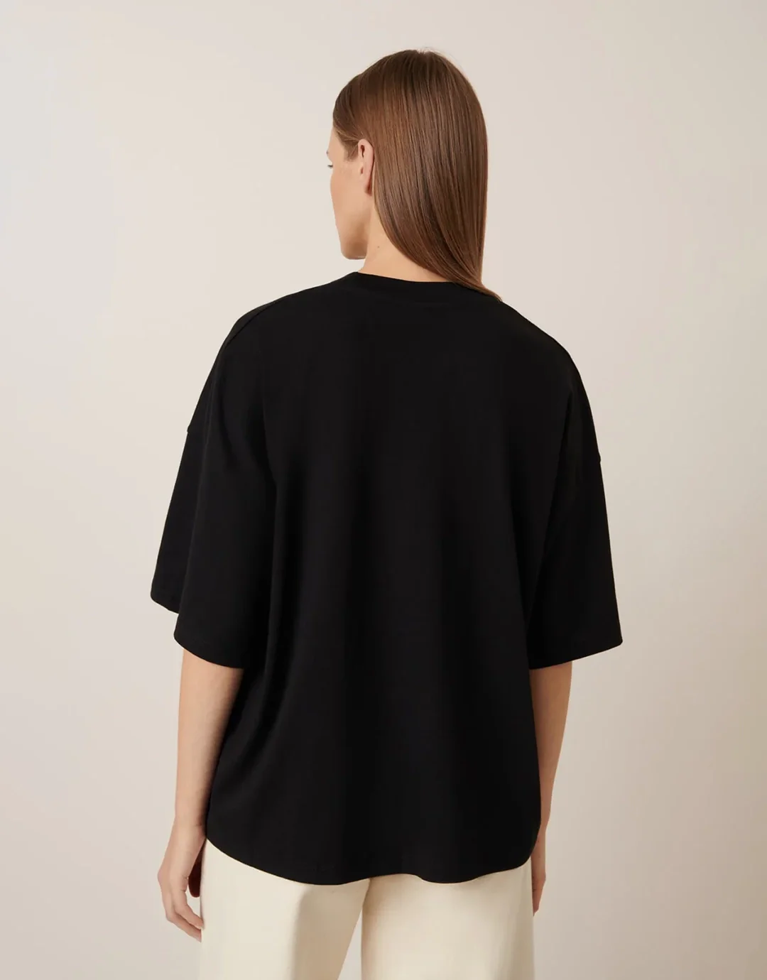 Oversized Boxy T-Shirt - Black - Image 4