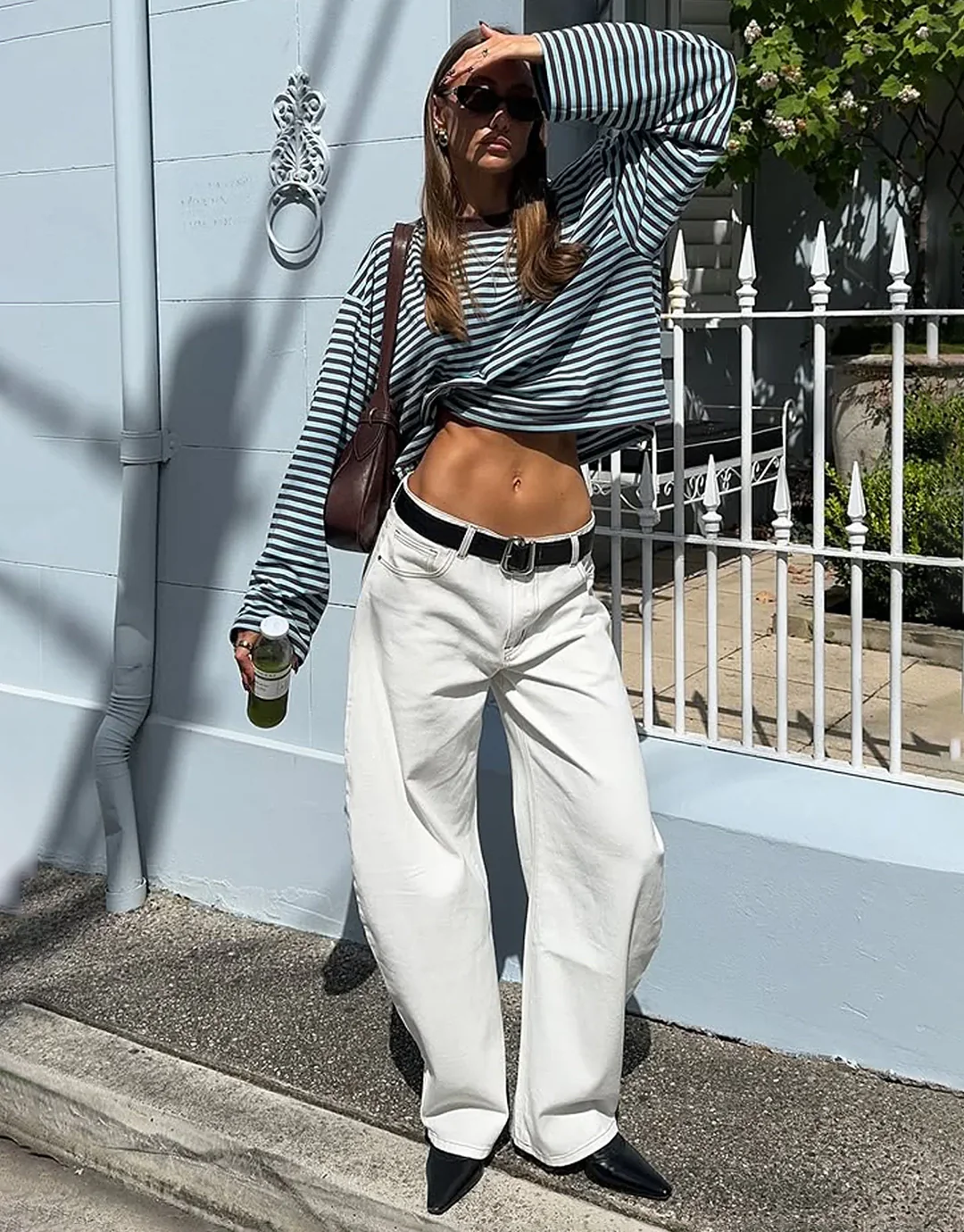 Bloom Long Sleeve Top - Chocolate Sea Stripe - Image 2