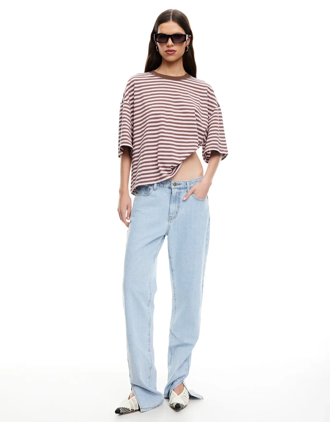 Bloom Short Sleeve Top - Chocolate Blush Stripe - Image 4