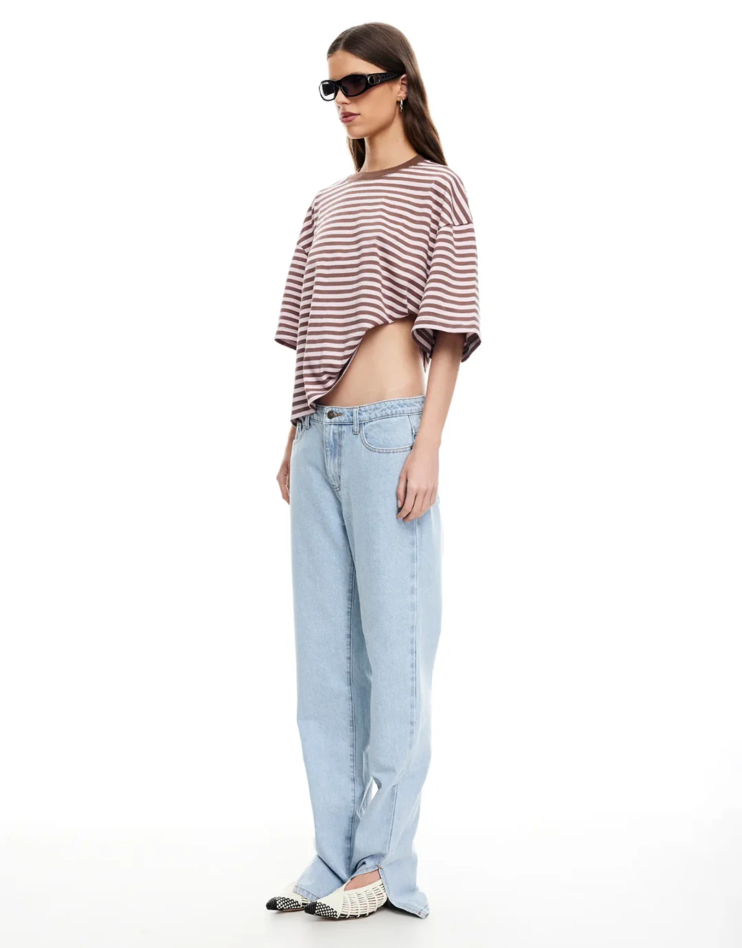Bloom Short Sleeve Top - Chocolate Blush Stripe - Image 5