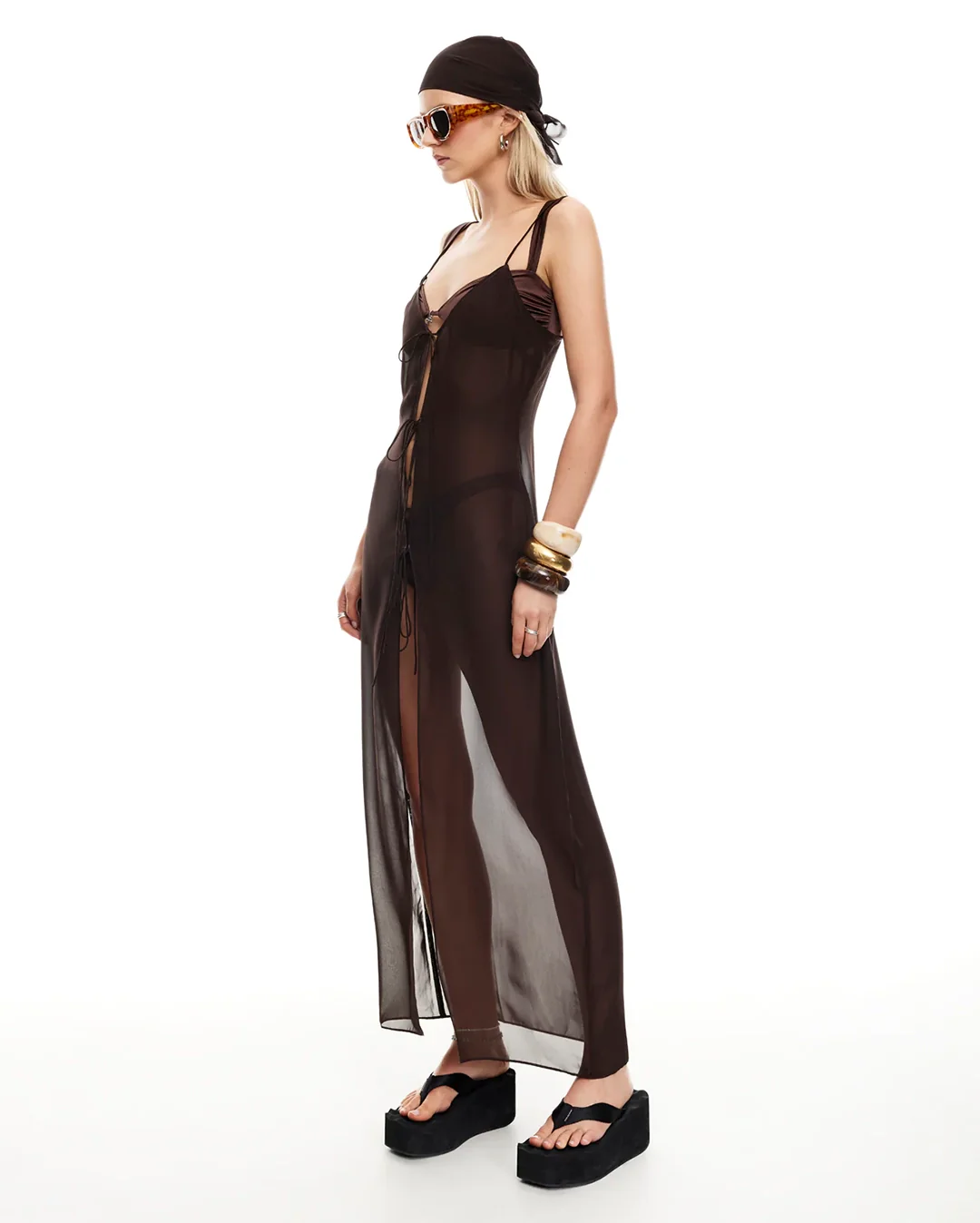 Dune Maxi Dress - Chocolate - Image 2