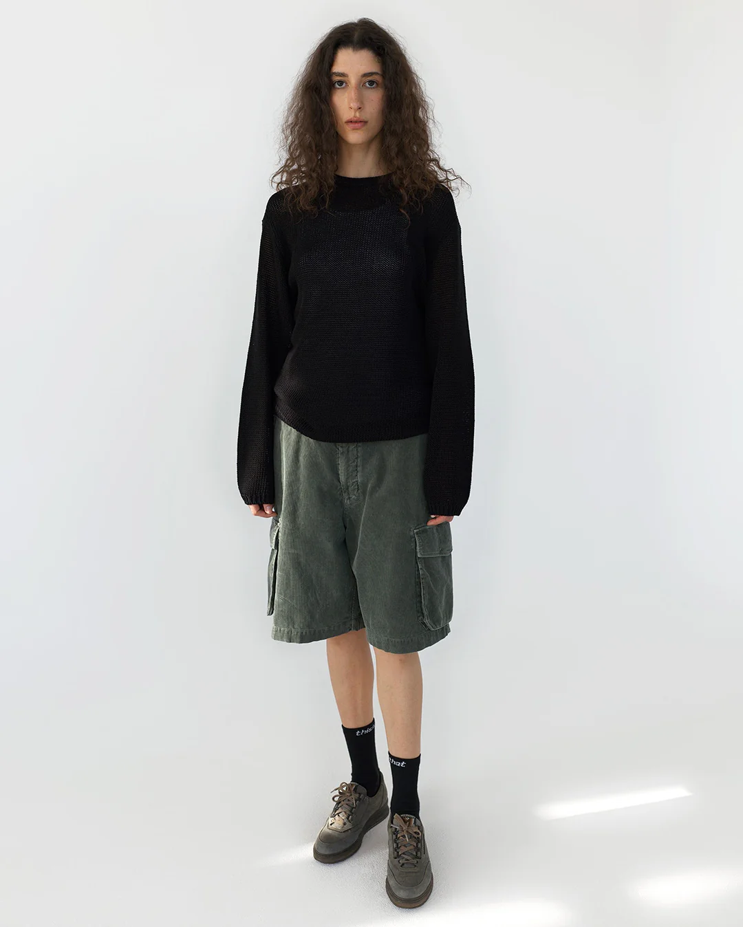 Loose Gauge Knit Crew - Black - Image 4