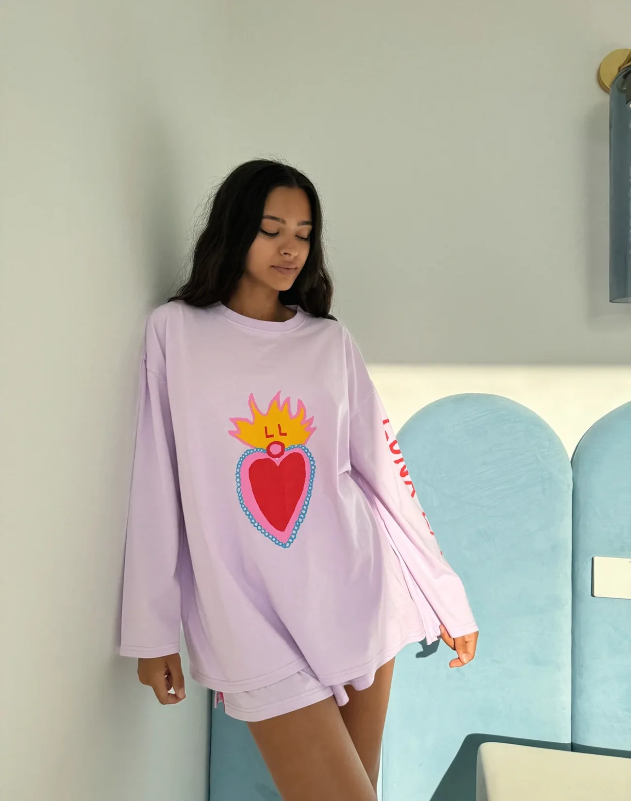 Hearts On Fire Long Sleeve - Pink - Image 2