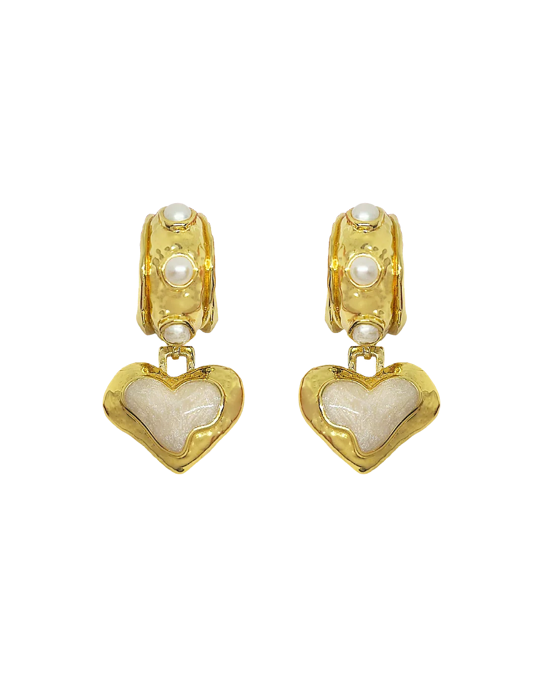 Elena Earrings - Gold Pearl - Image 4