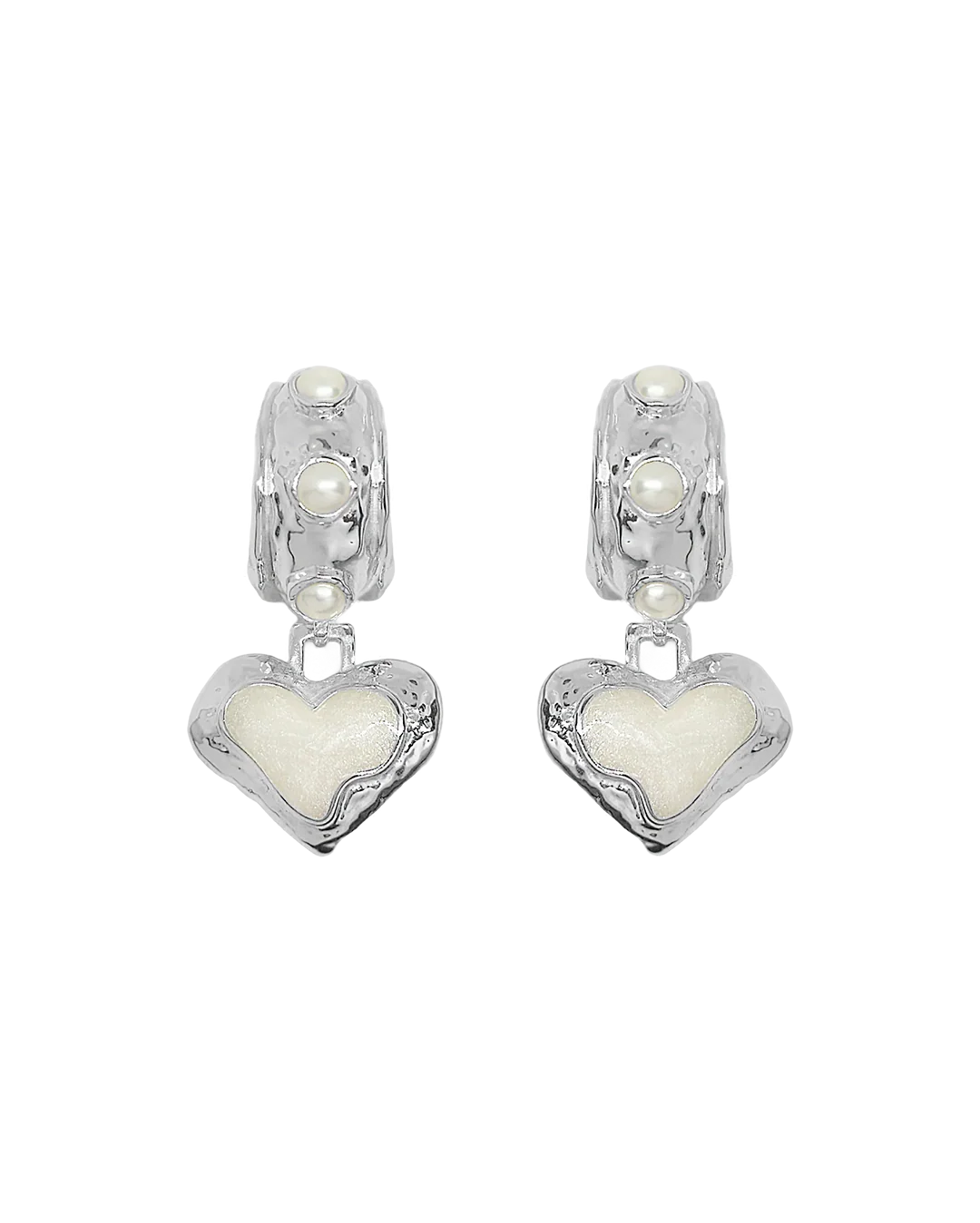 Elena Earrings - Silver Pearl - Image 4