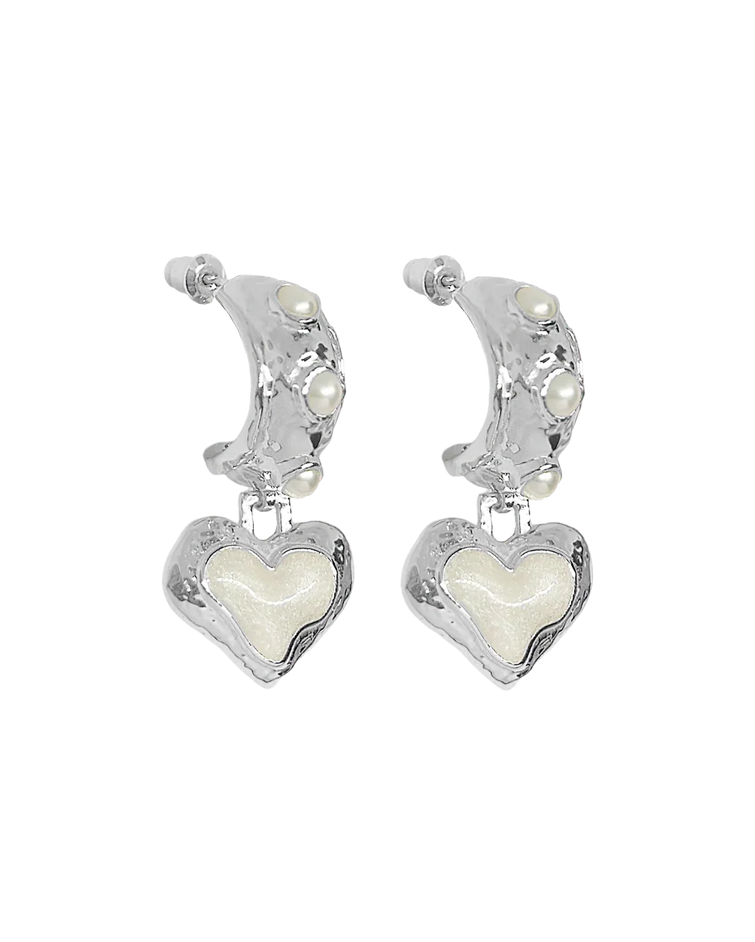 Elena Earrings - Silver Pearl - Image 5