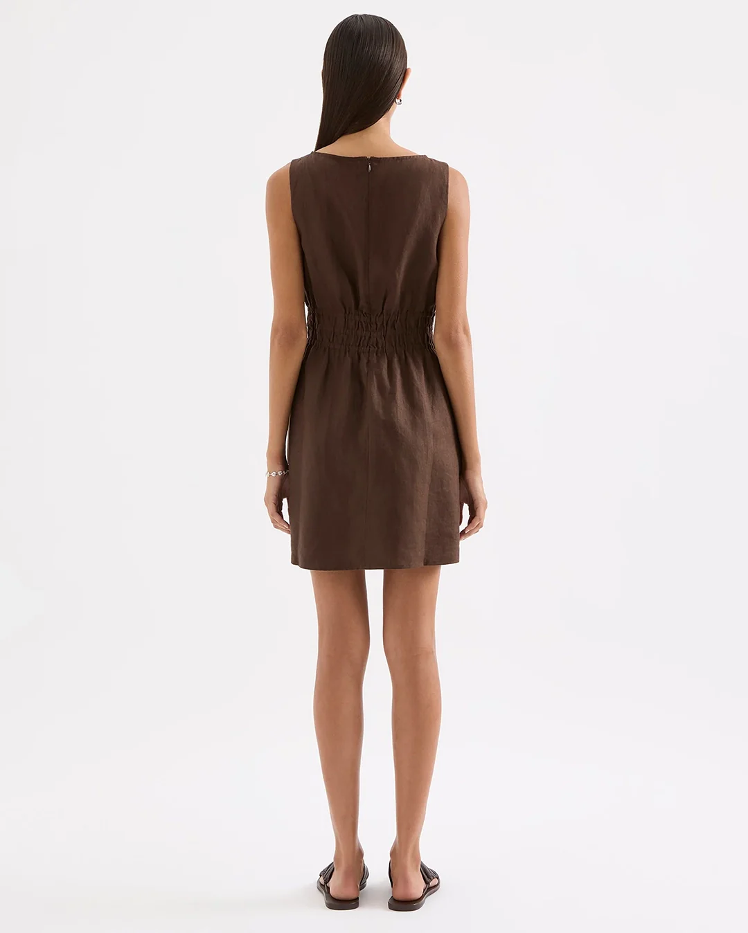 Andri Linen Mini Dress - Chocolate - Image 4