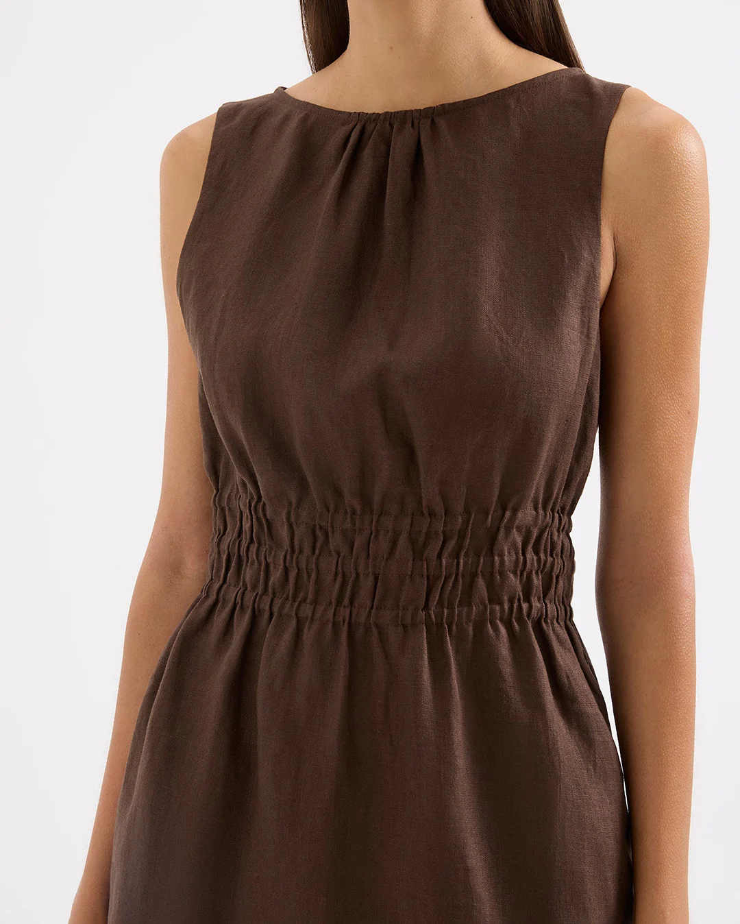 Andri Linen Mini Dress - Chocolate - Image 5