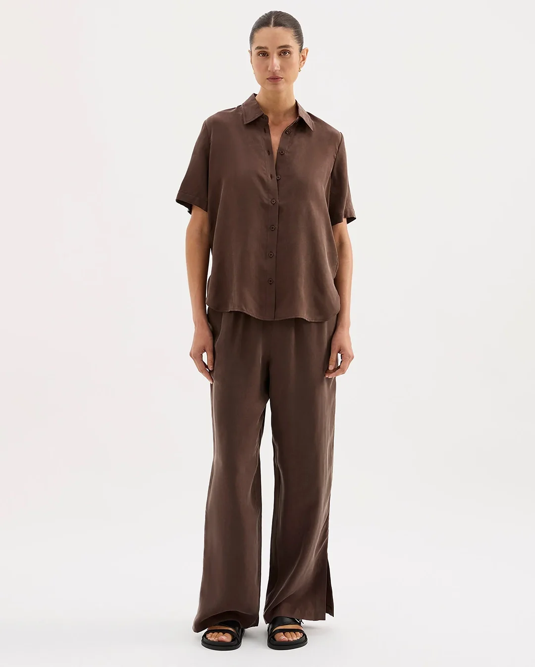 Dara Cupro Pant - Chocolate - Image 2