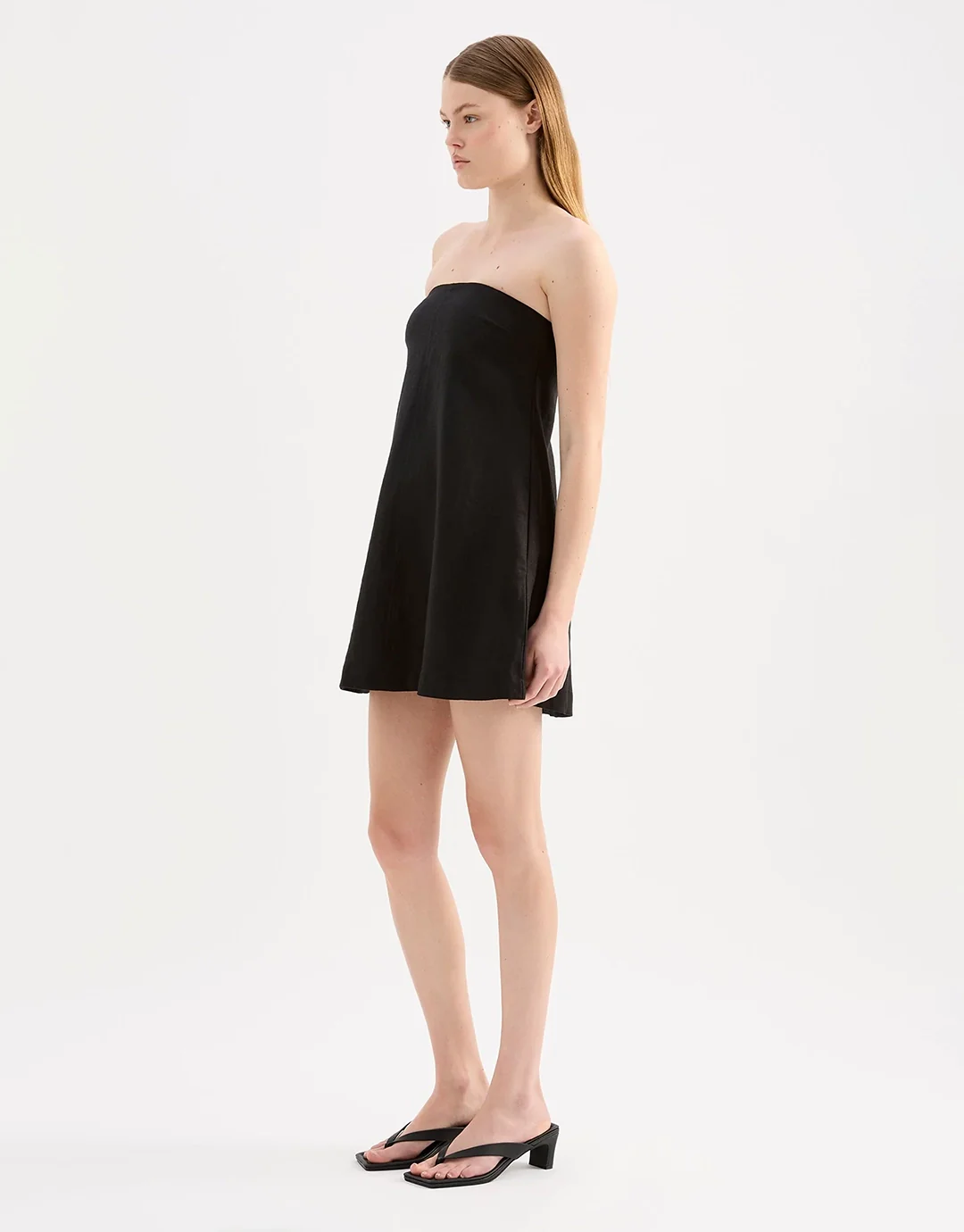 Elyse Linen Mini Dress - Black - Image 3