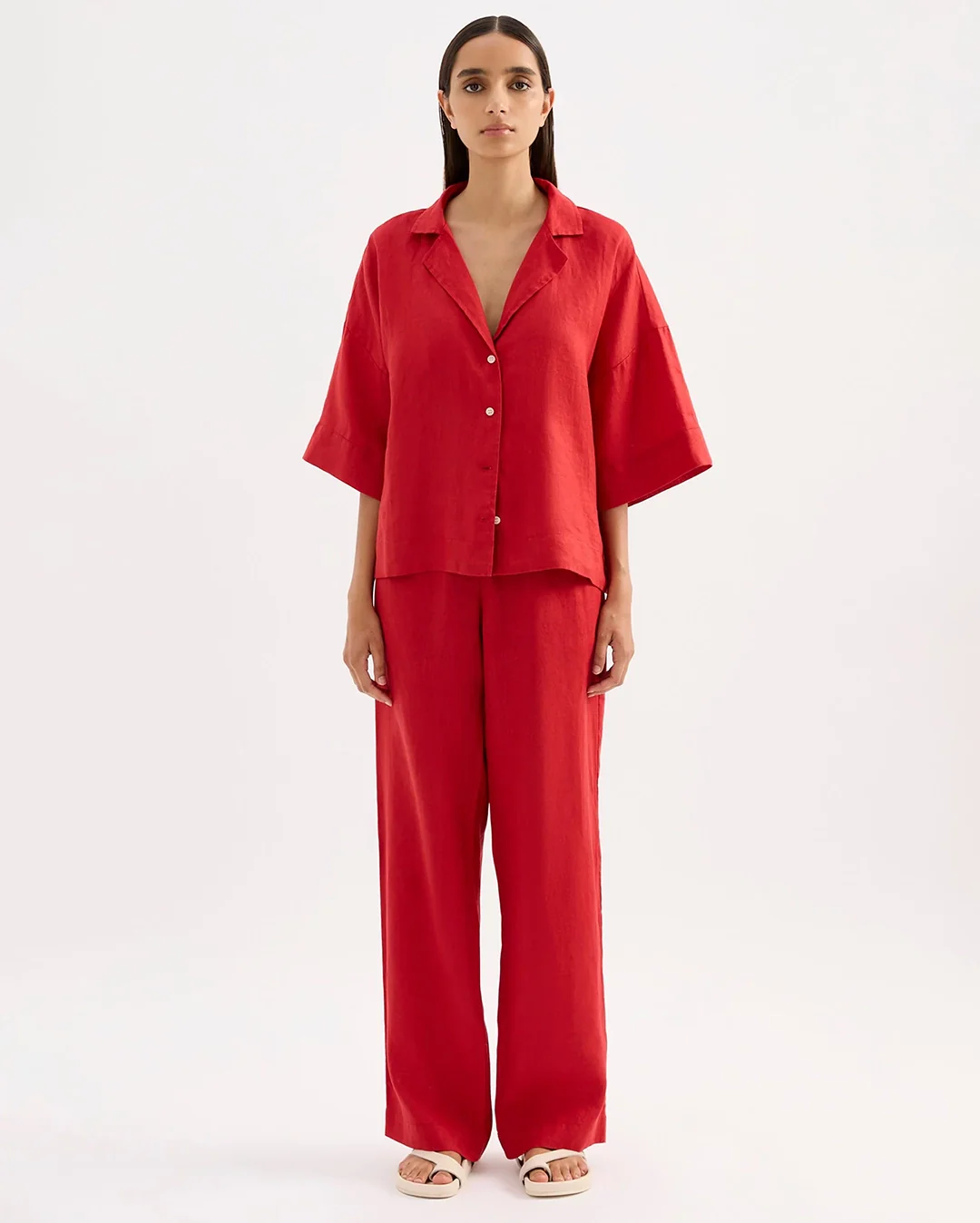 Lounge Linen Pant - Vermillion - Image 2