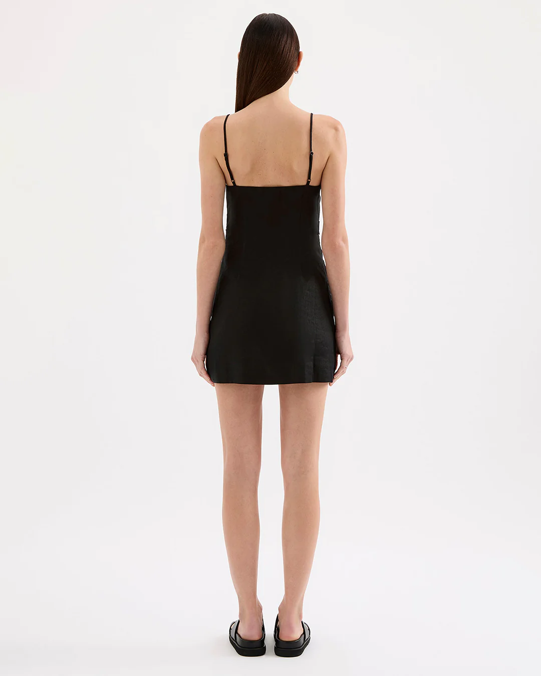 Rani Linen Mini Dress - Black - Image 5