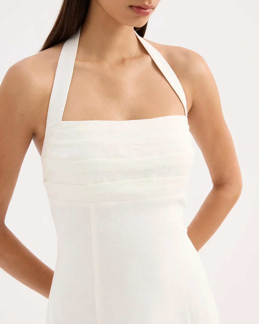 Reyes Linen Mini Dress - White - Image 3