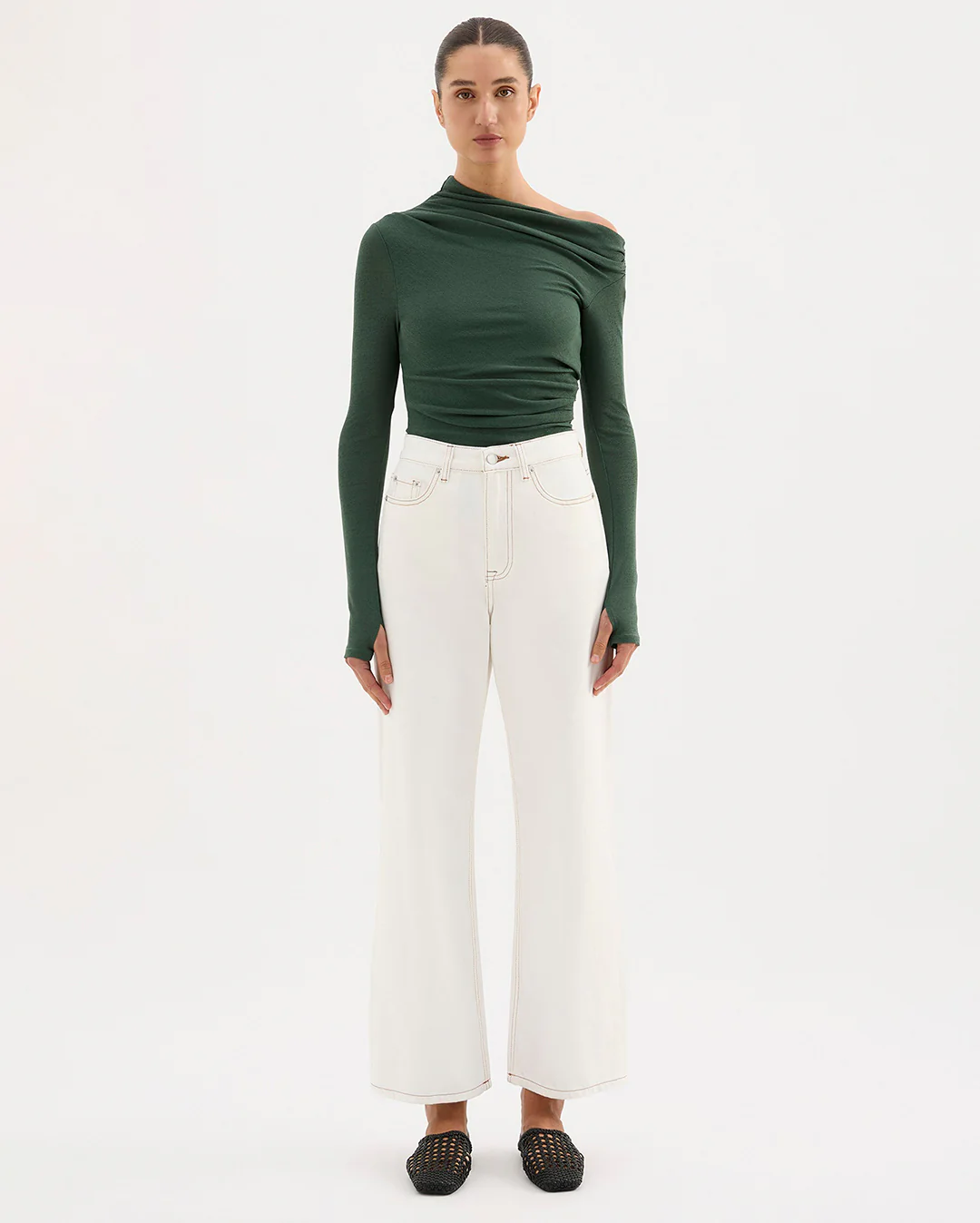 Rue Mesh Long Sleeve Top - Emerald - Image 6