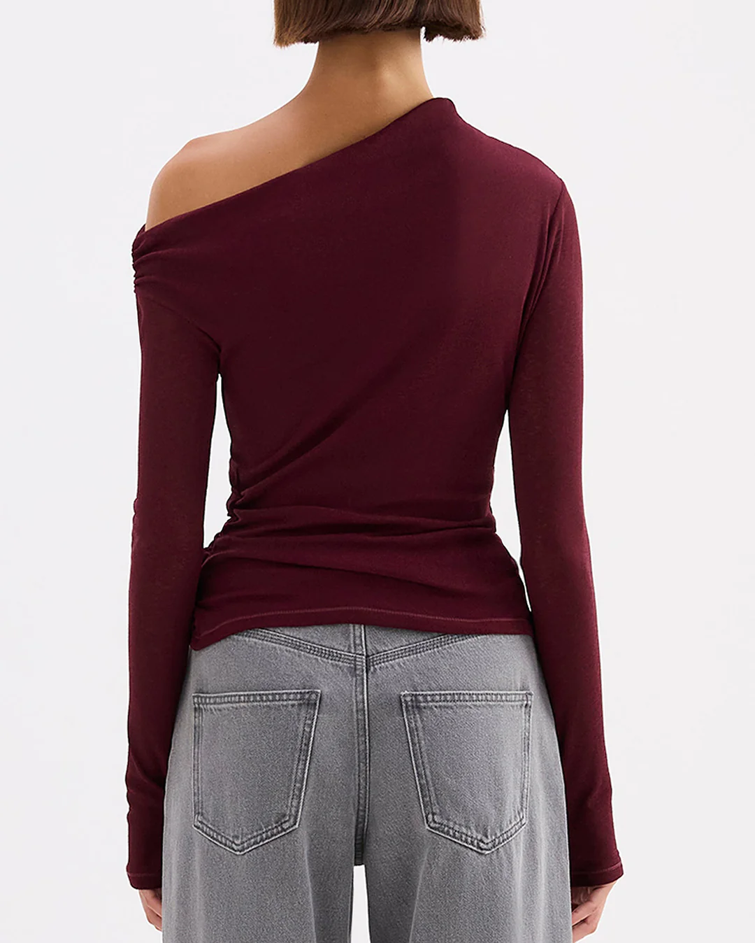Rue Mesh LS Top - Merlot - Image 3