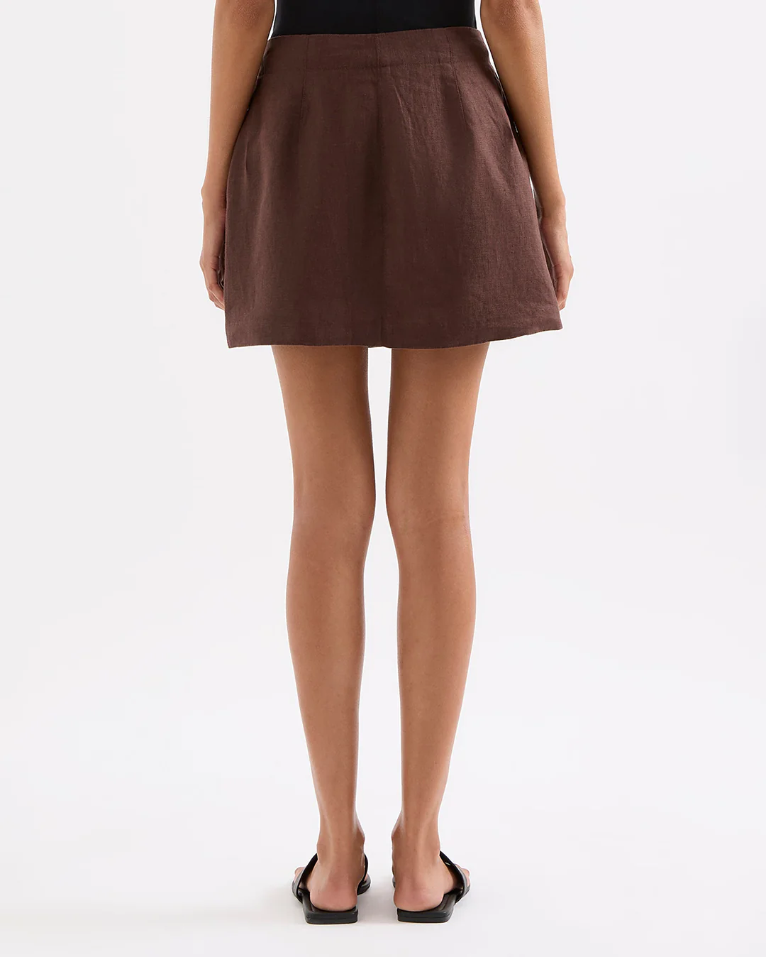 Theo Linen Skirt - Chocolate - Image 5