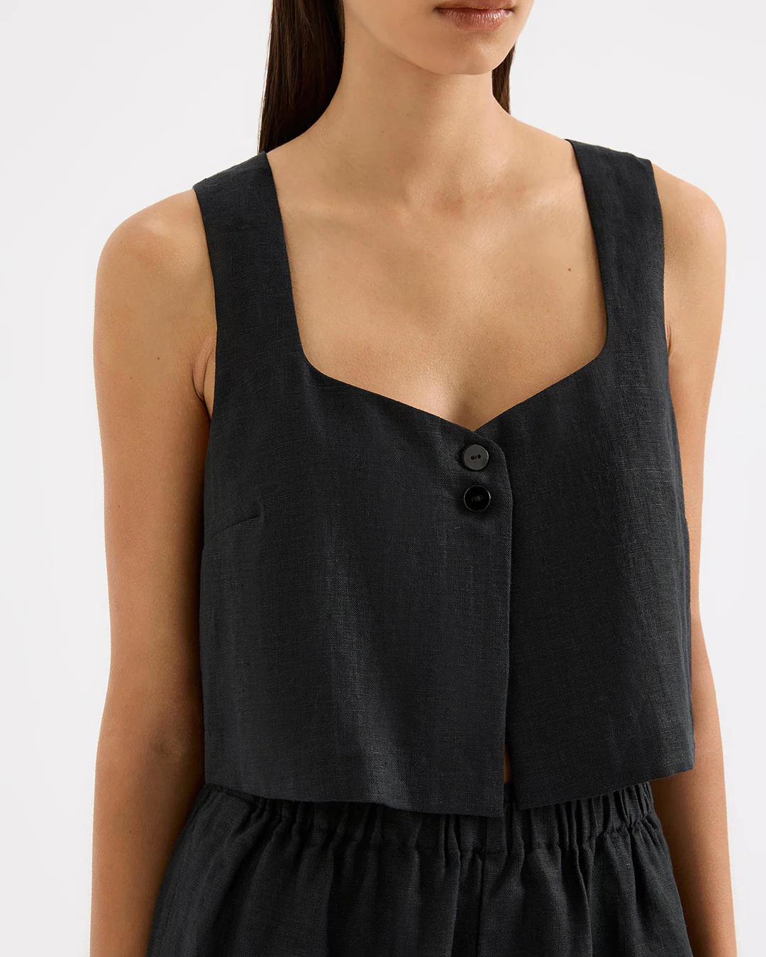 Theo Linen Top - Black - Image 4