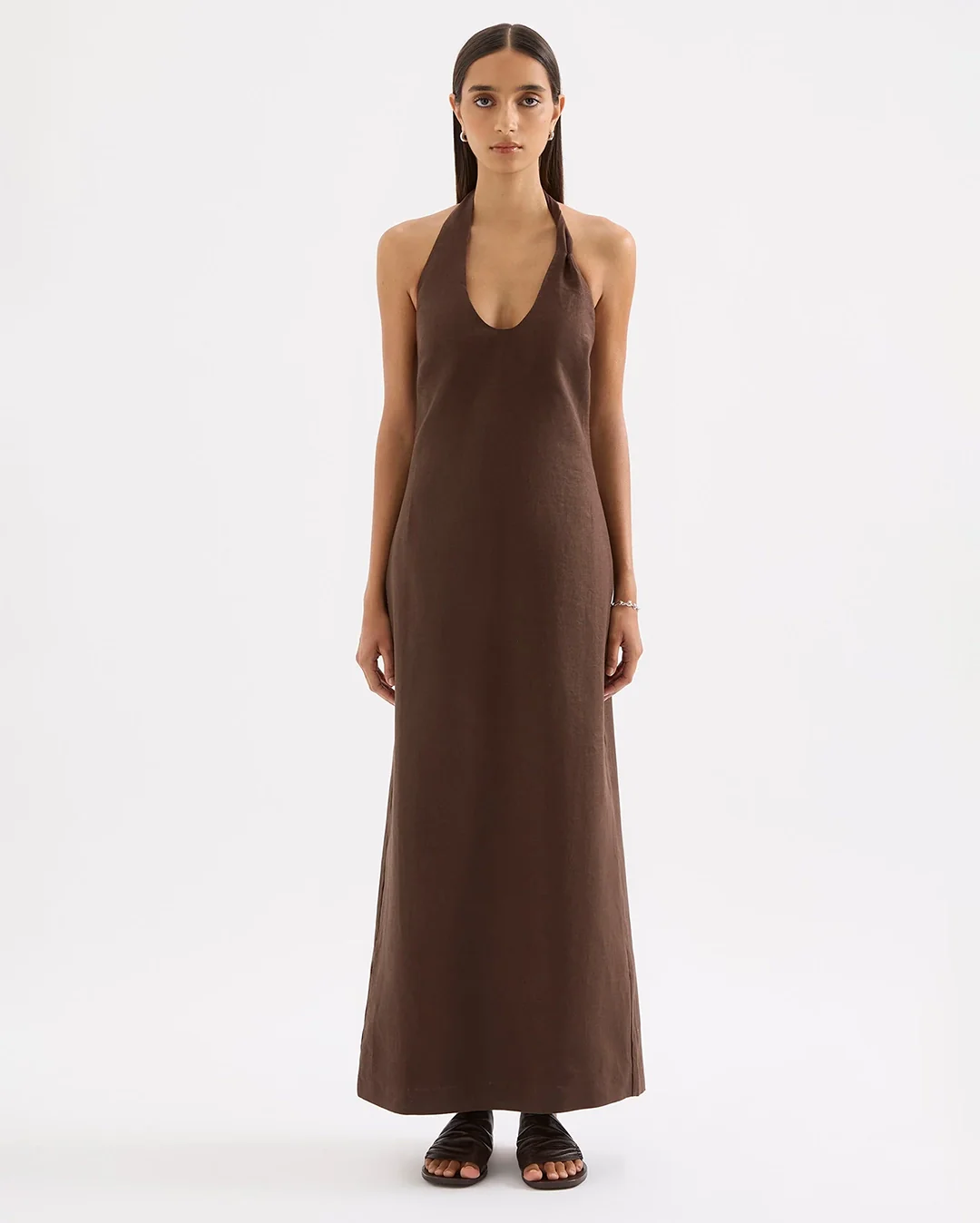 Zayda Linen Dress - Chocolate - Image 2