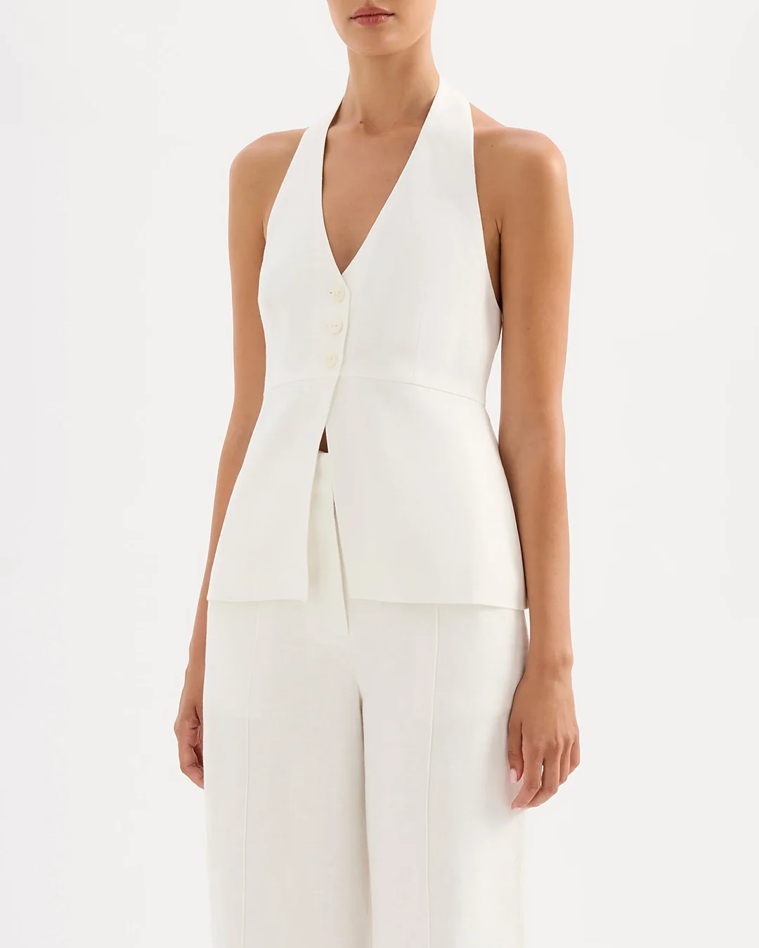 Zayda Linen Vest - White - Image 4