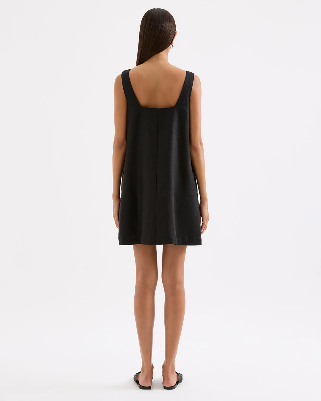 Zephyr Linen Mini Dress - Black - Image 4