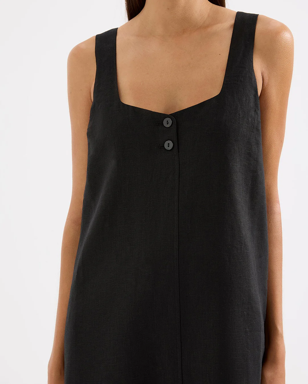 Zephyr Linen Mini Dress - Black - Image 6