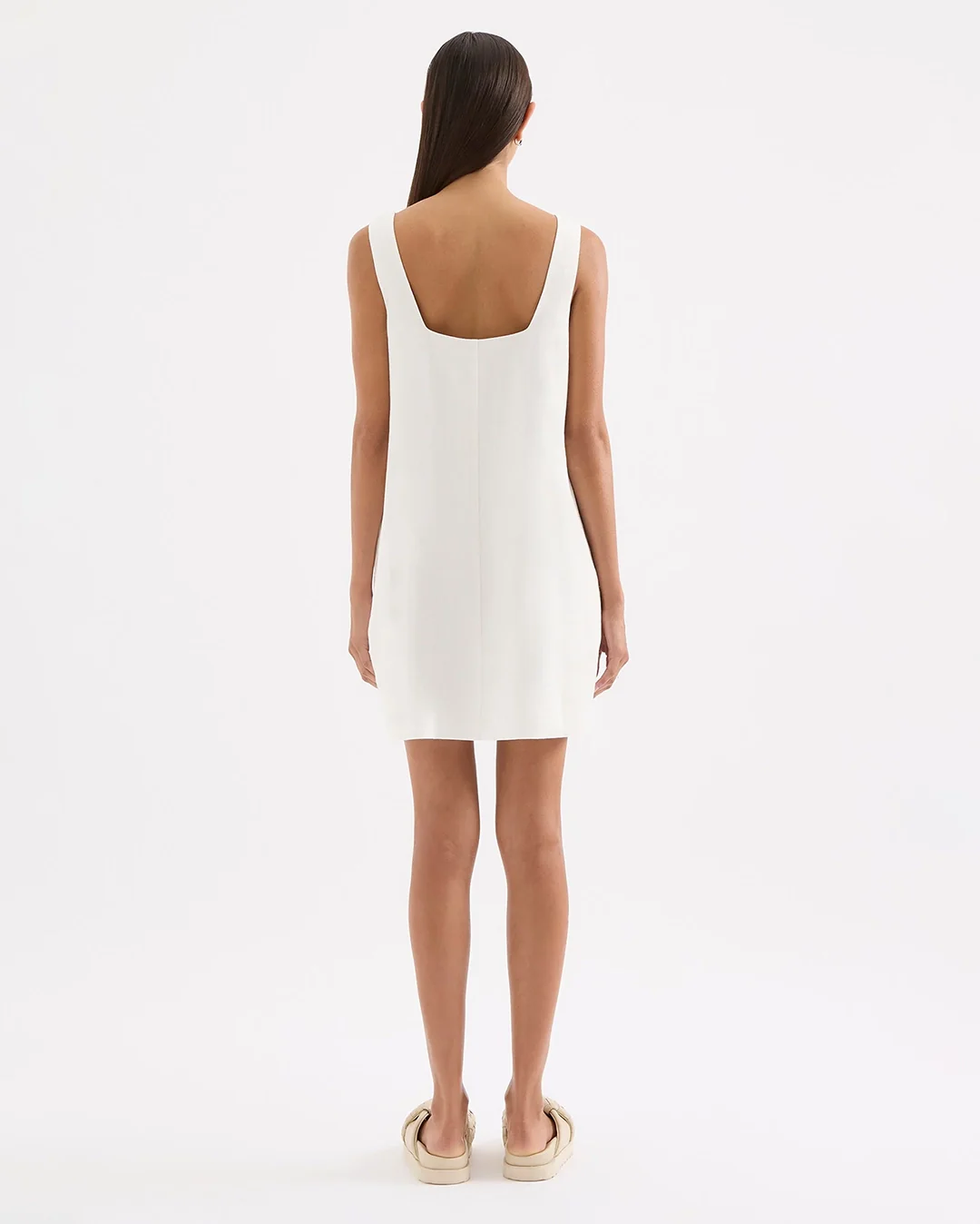 Zephyr Linen Mini Dress - White - Image 4