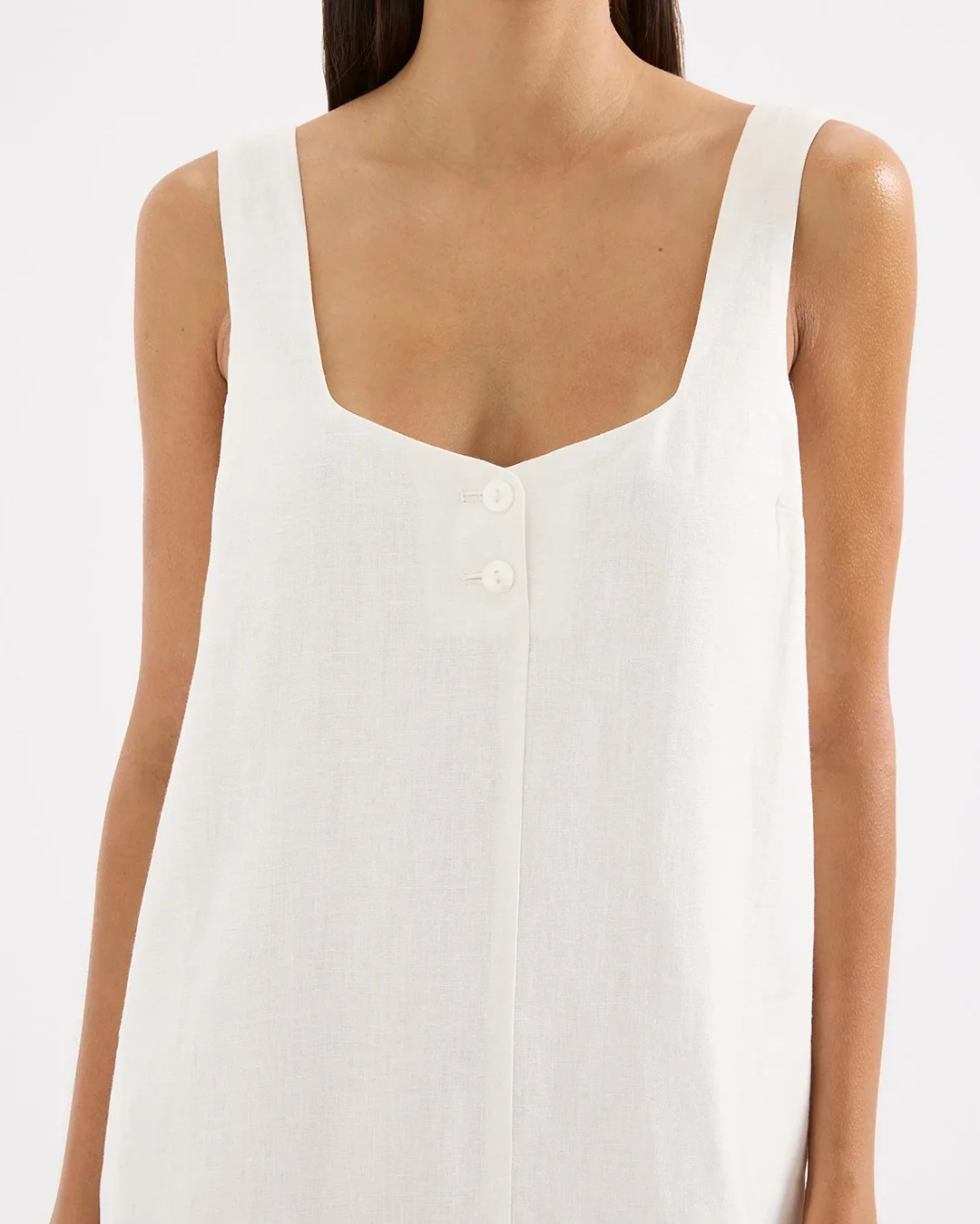 Zephyr Linen Mini Dress - White - Image 5