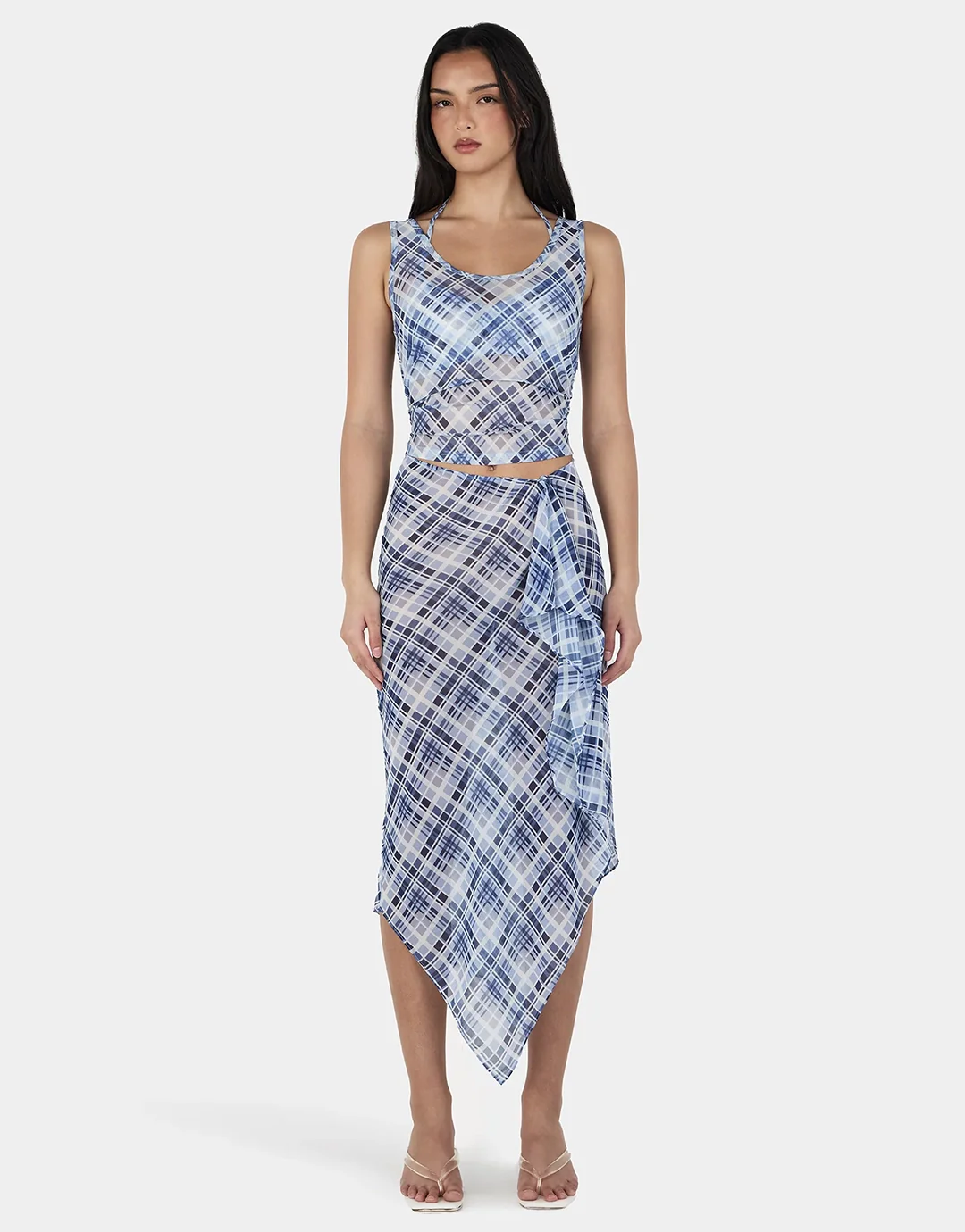 London Wrap Skirt - Sky Plaid - Image 3
