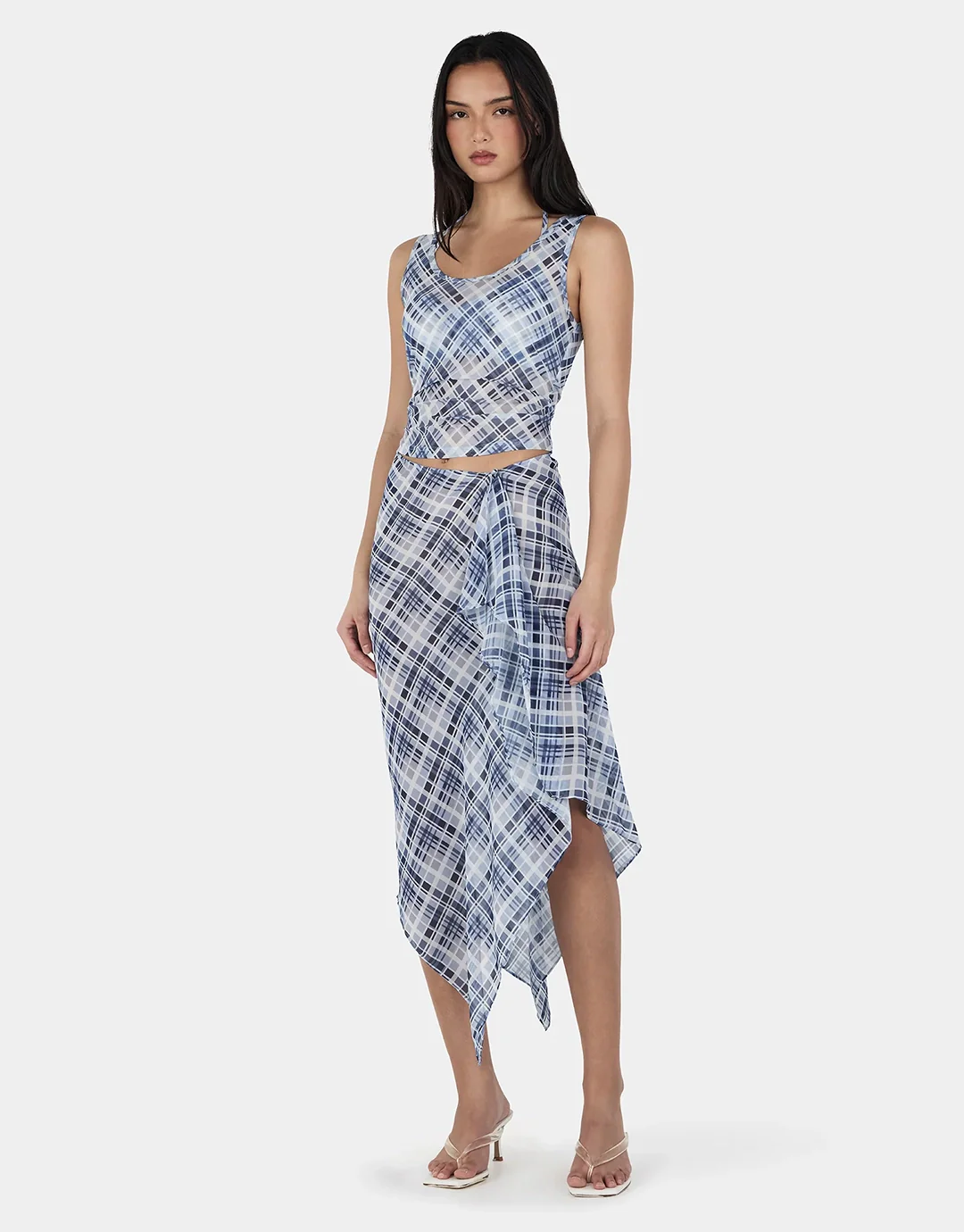 Natalia Layer Tank - Sky Plaid - Image 4