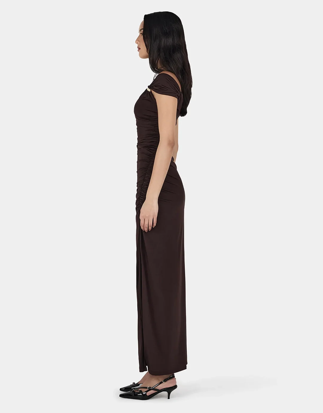 Rhea Midi Dress - Chocolate - Image 5