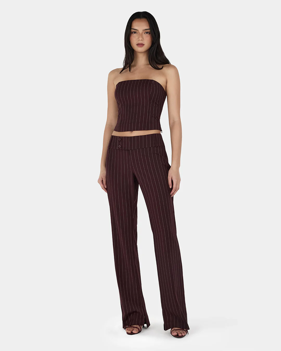 Yolanda Suit Pant - Cherry Choc Stripe - Image 2