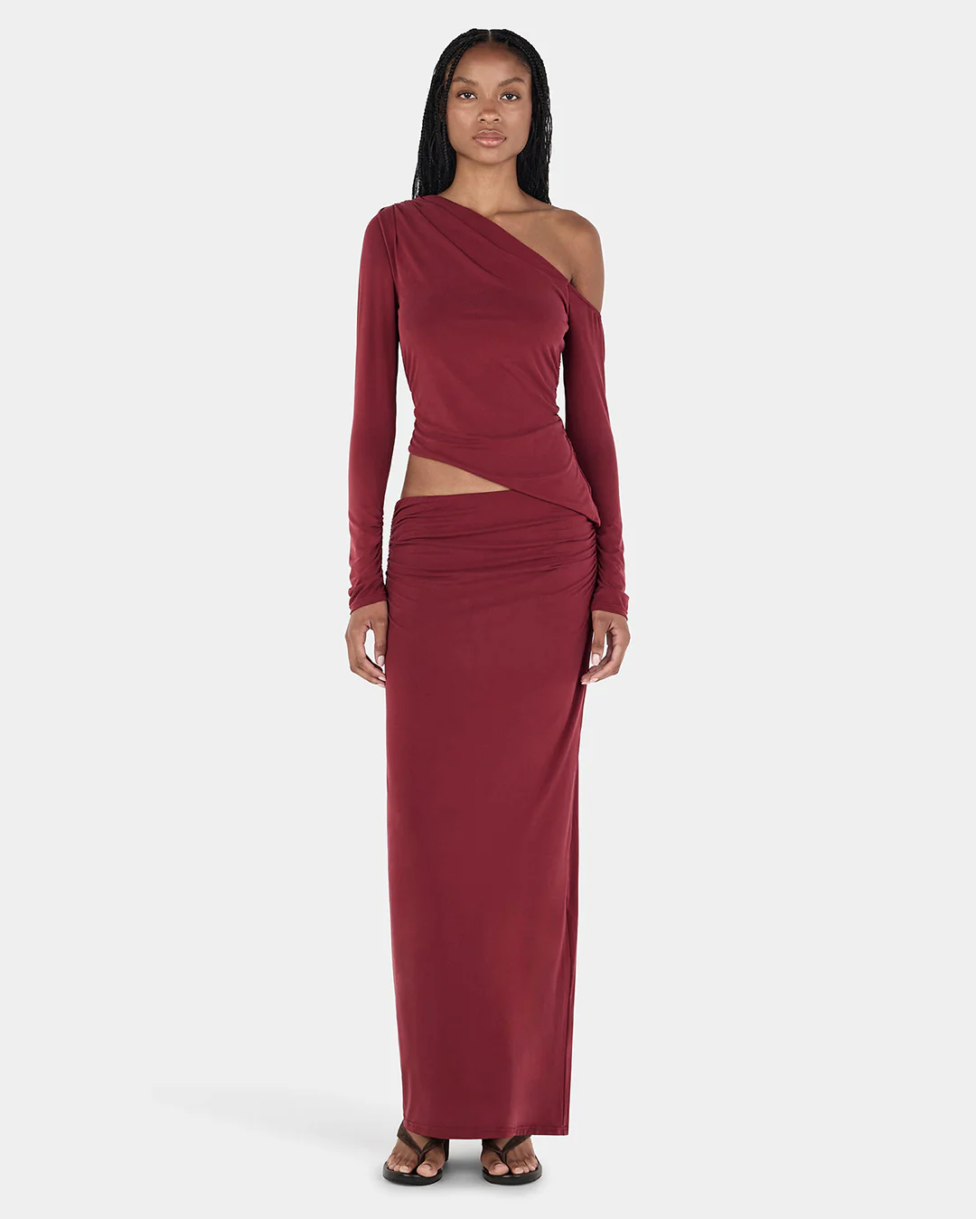Pearla Long Sleeve Top - Burgundy - Image 3