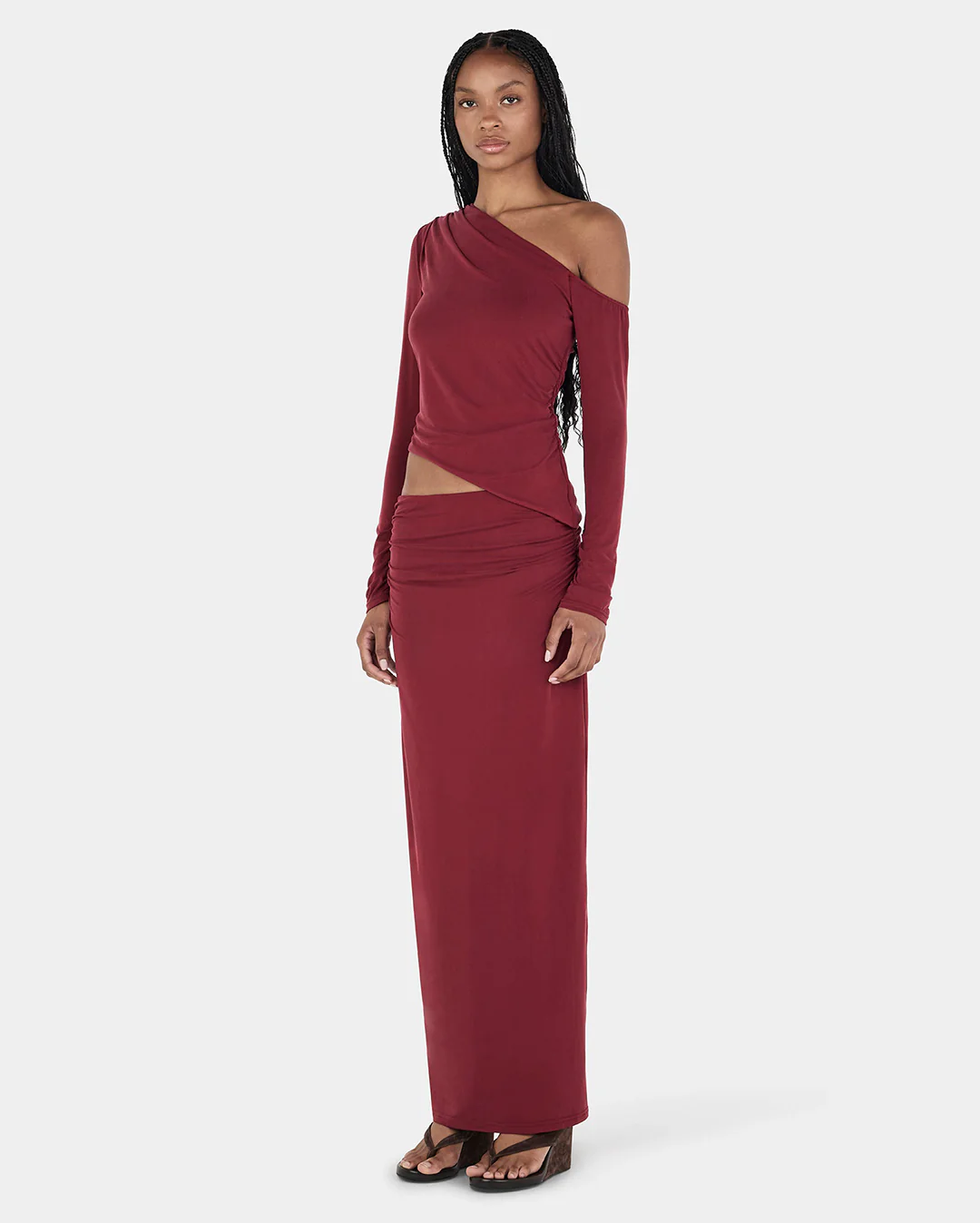 Pearla Long Sleeve Top - Burgundy - Image 4