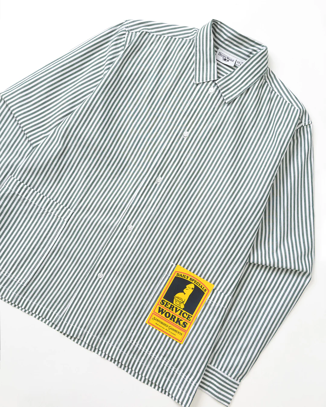 Poplin Stripe Waiter Shirt - Forest - Image 3