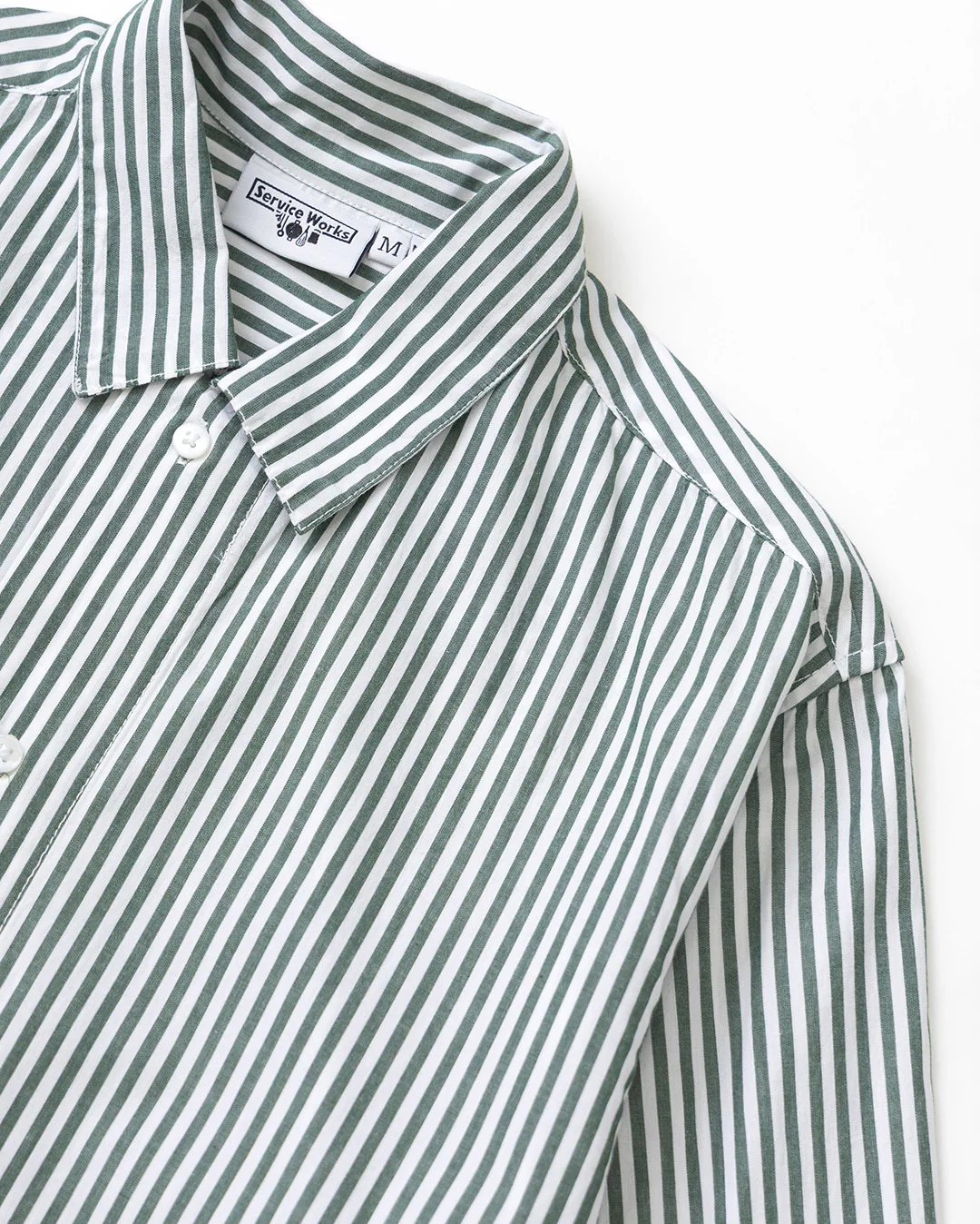 Poplin Stripe Waiter Shirt - Forest - Image 5