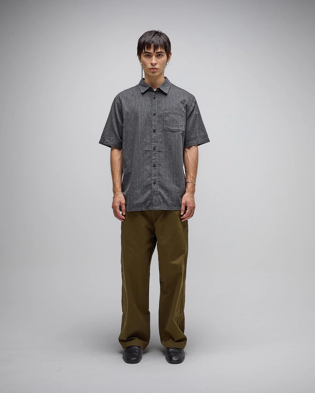 Reynolds Stripe Short Sleeve Shirt - Worn Black - Image 2