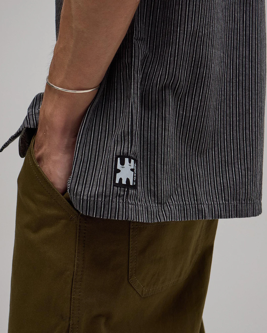 Reynolds Stripe Short Sleeve Shirt - Worn Black - Image 7