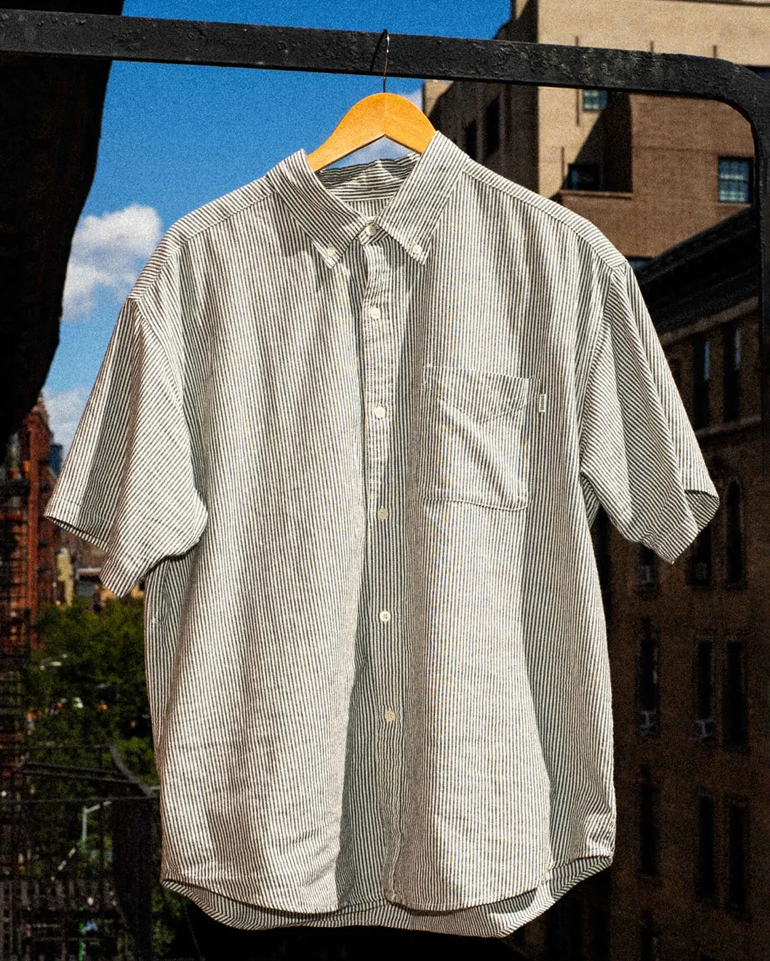 Bay Stripe Short Sleeve Classic Shirt - Black/White Stripe - Image 4