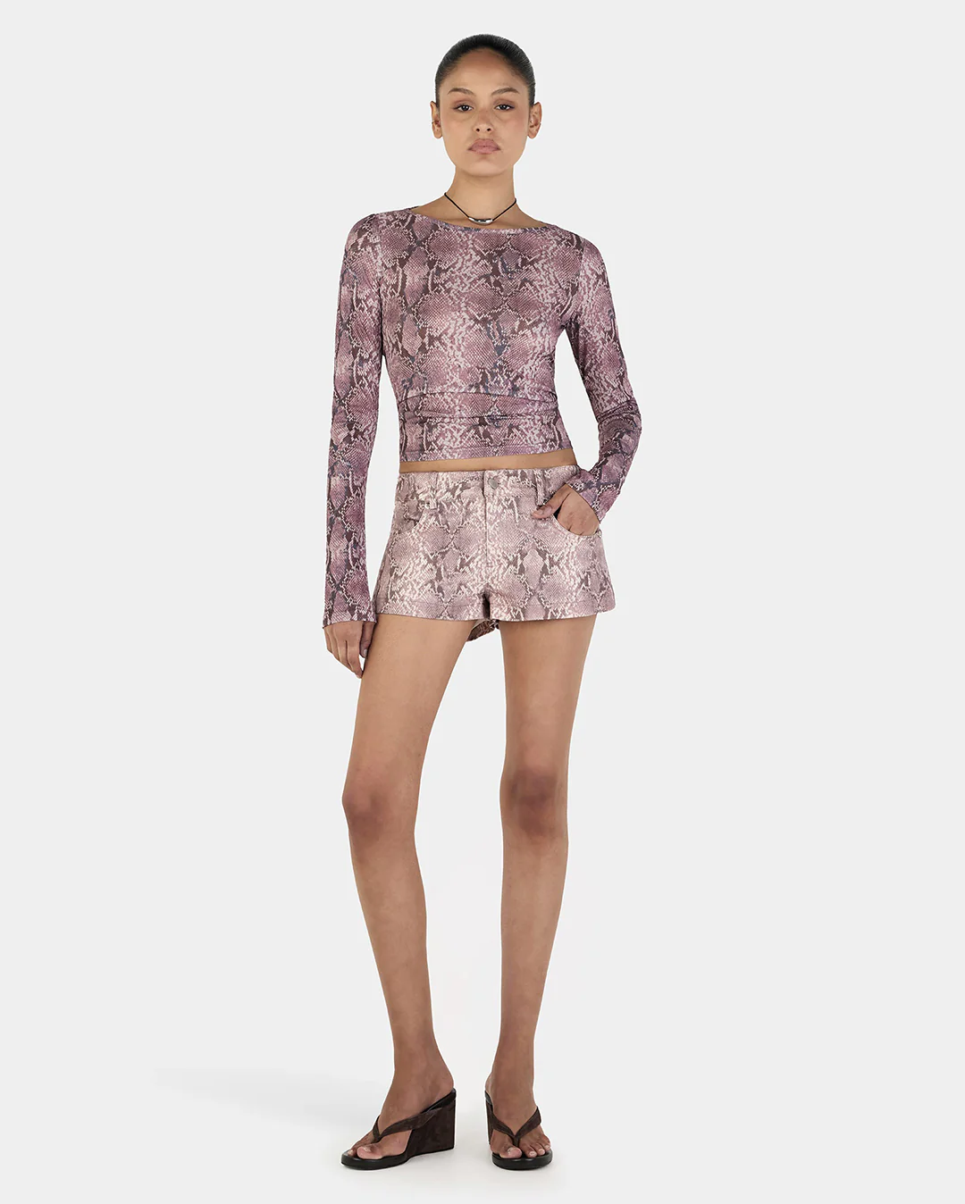 Sade Long Sleeve Top - Mauve Snake - Image 3