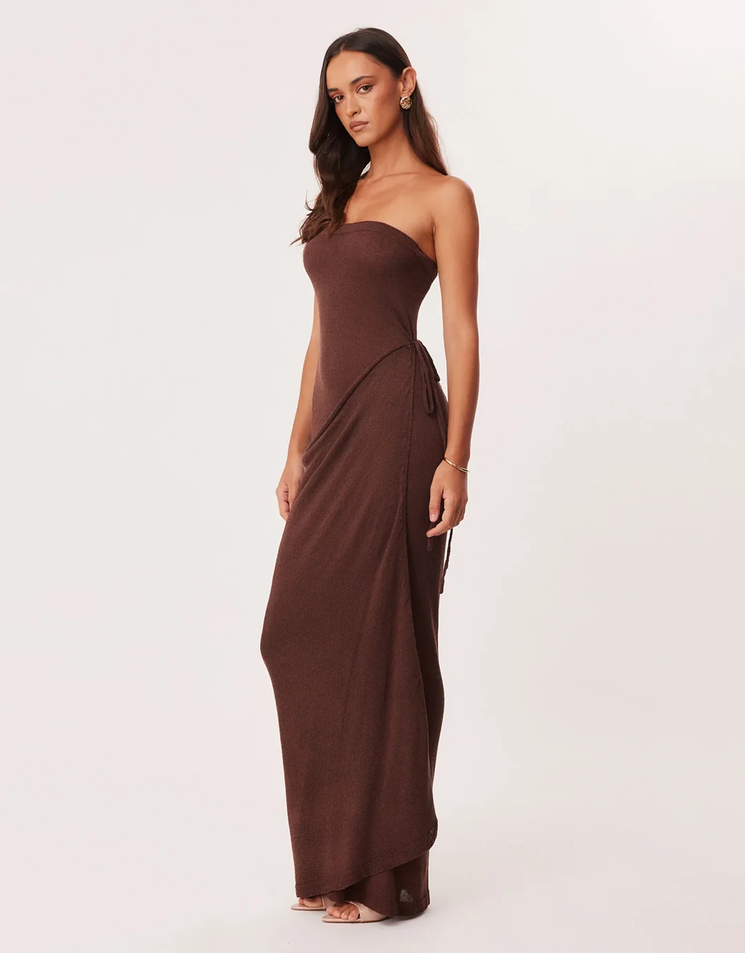 Mandy Wrap Maxi Dress - Chocolate - Image 3