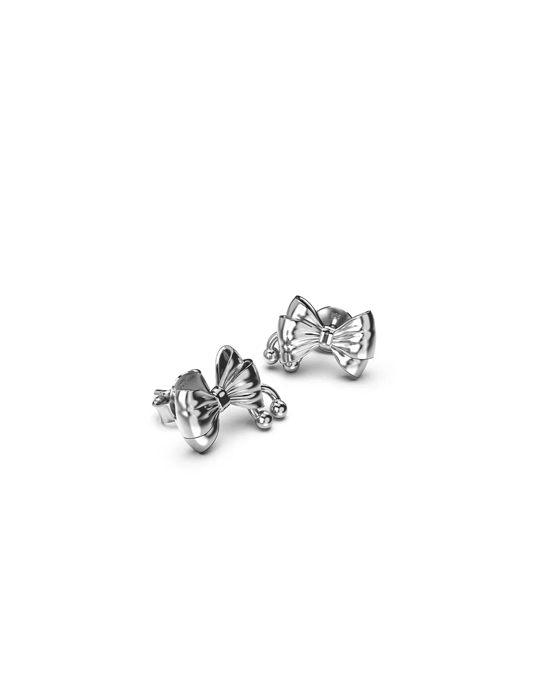 Pierced Bow Earrings - Silver - Image 2