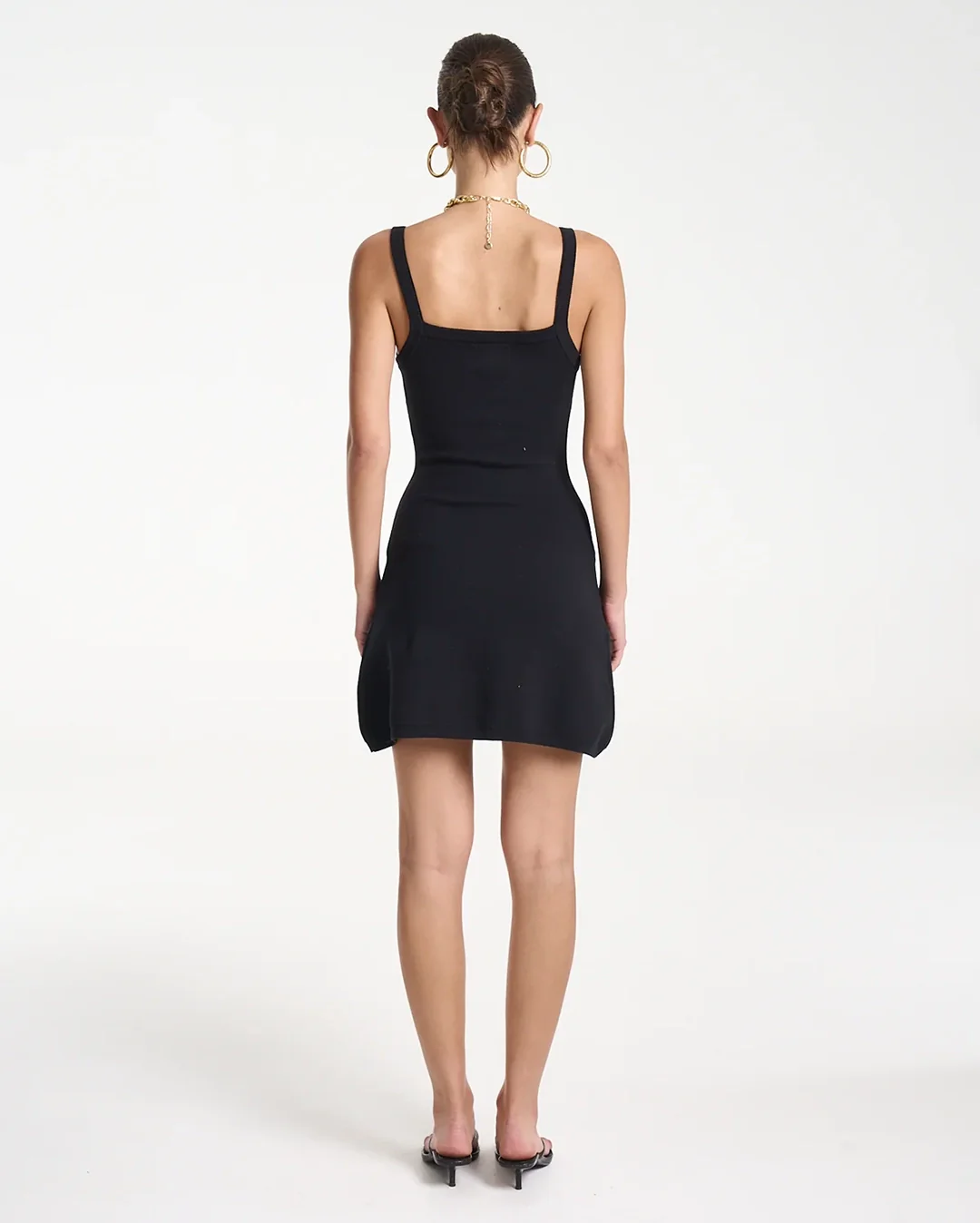 A-line Knit Mini Dress - Midnight Black - Image 3