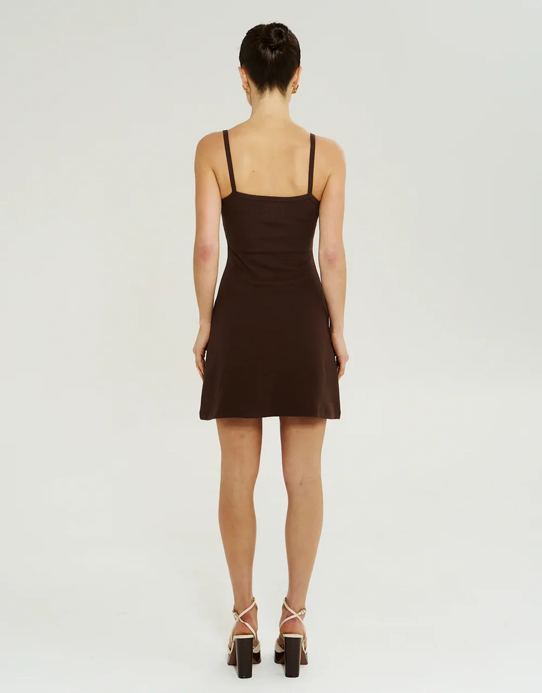 A Line Mini Dress - Chocolate - Image 3